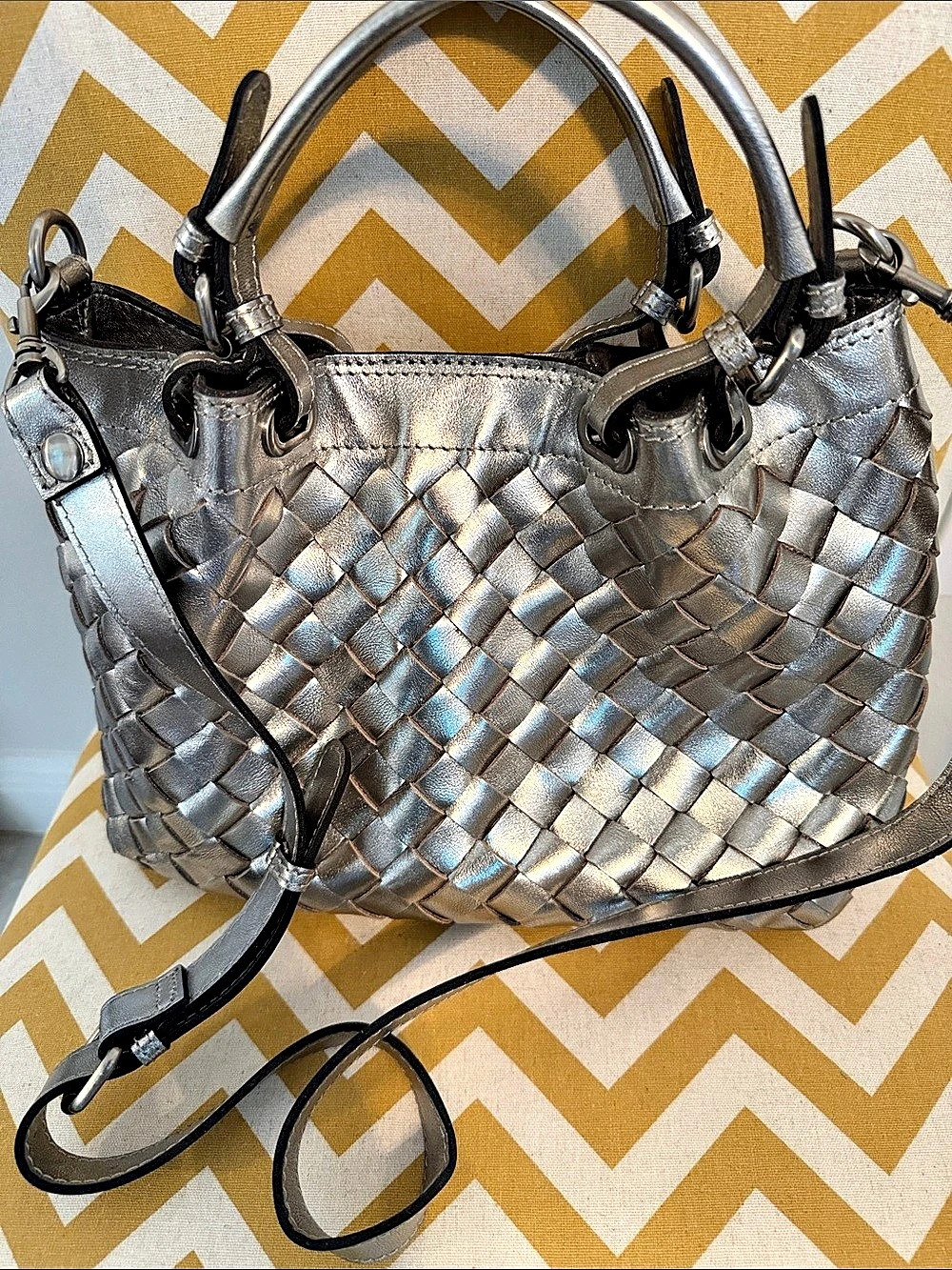 Patricia Nash Metallic Woven Leather Handbag